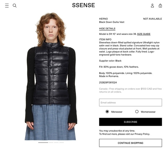 HERNO Black Down Guilia Vest, IT40 - Picture 16 of 16